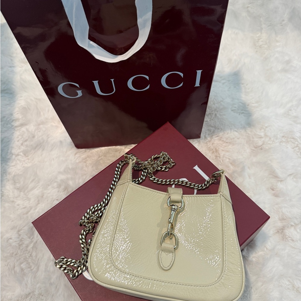 Gucci Cream Patent leather Jackie Notte Crossbody shoulder bag (Mini)